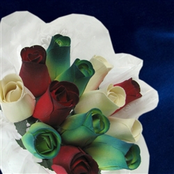 Wood Rose Bouquet - Blue and White