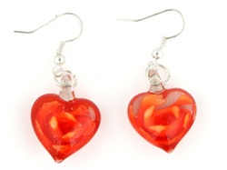 GlaGlass Orange Heart Earrings