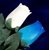 Two Long-Stemmed Wood Roses - Blue and White